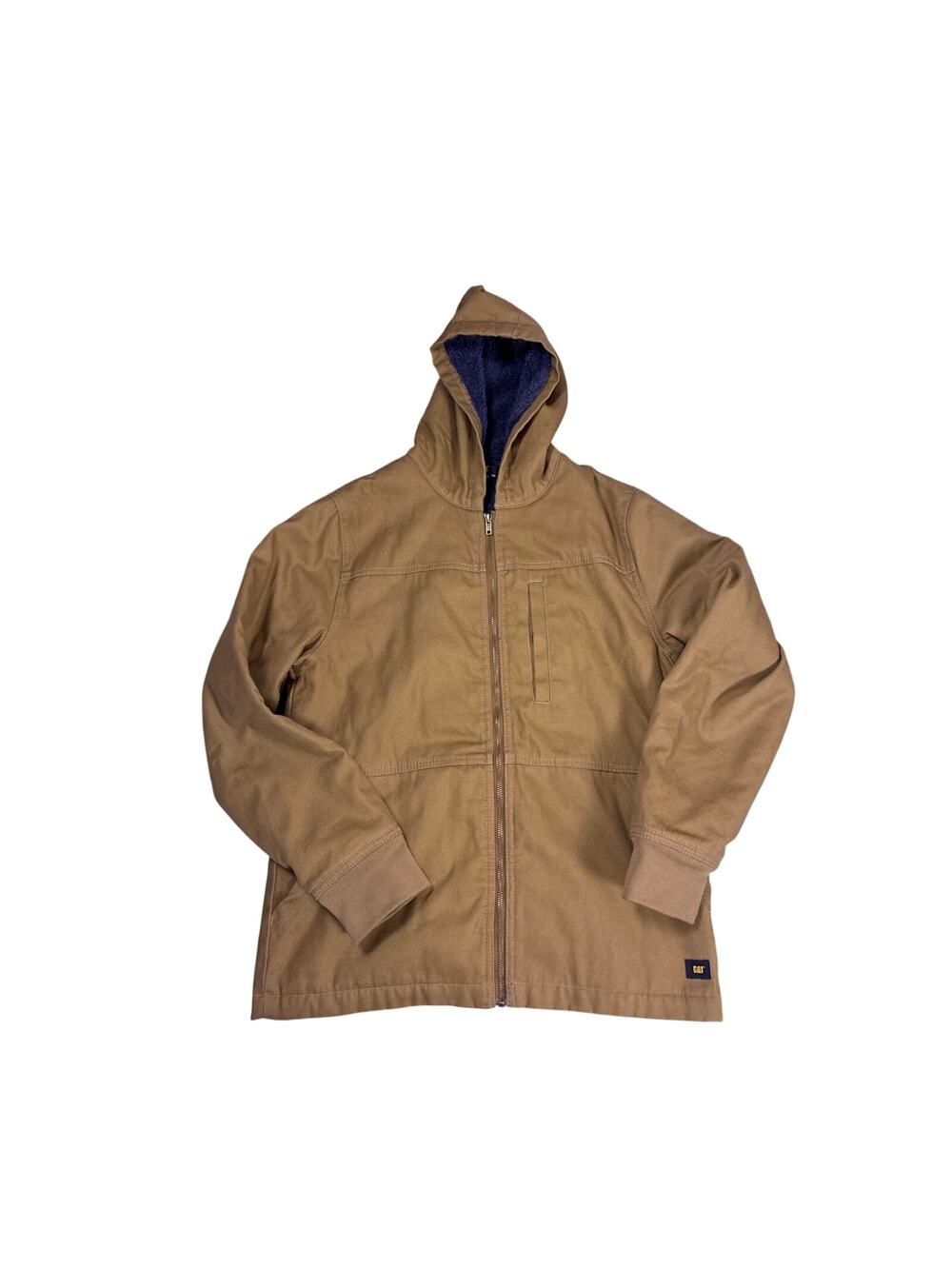 CAT Fur Lined Work Utility Jacket Mens Small Heavy Duty Canvas Coat